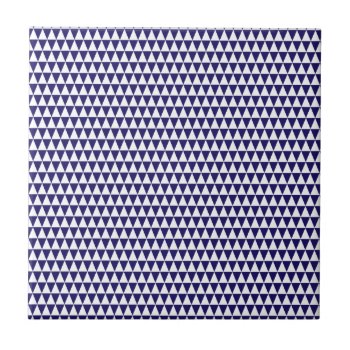 Triangle Geometric Pattern Cobalt Blue And White Ceramic Tile by AnyTownArt at Zazzle