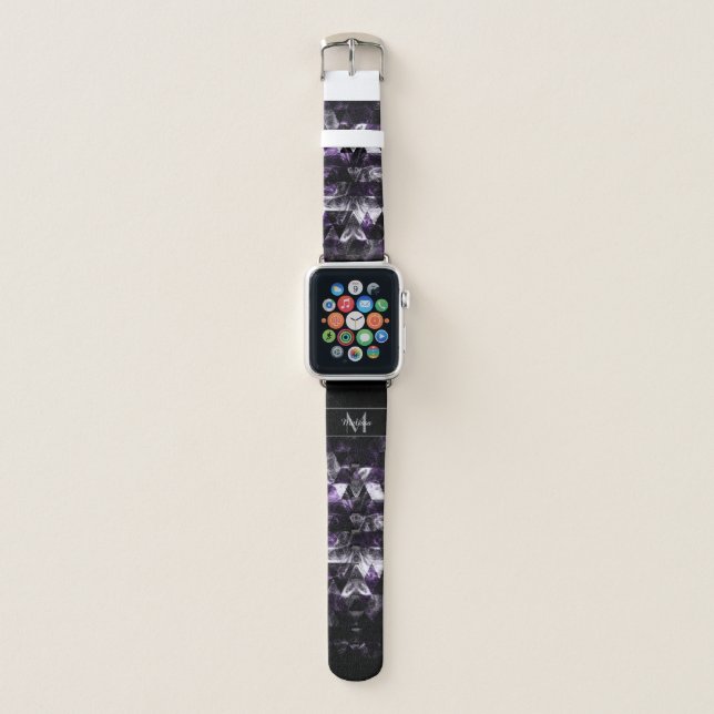 Triangle Geometric Purple Smoky Galaxy Monogram Apple Watch Band (Front)