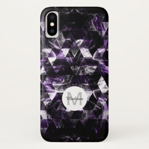 Triangle Geometric Purple Smoky Galaxy Monogram iPhone X Case