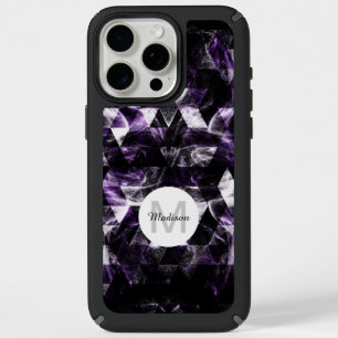 Triangle Geometric Purple Smoky Galaxy Monogram iPhone 15 Pro Max Case
