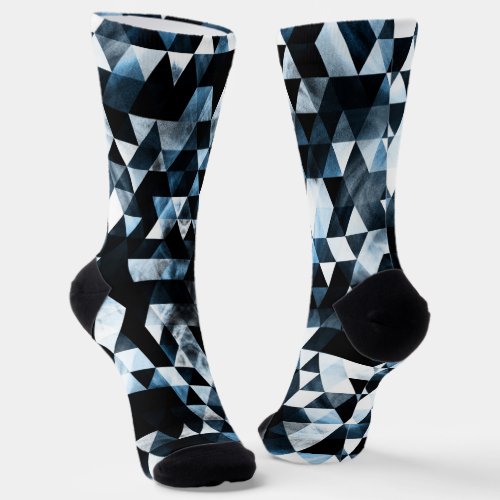 Triangle Geometric Vibrant Blue Smoky Galaxy Socks