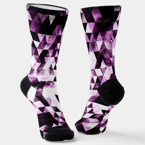 Triangle Geometric Vibrant Pink Smoky Galaxy Socks