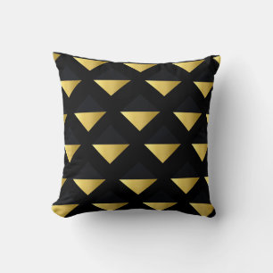 Triangle  Gold and Black  Throw Pillow