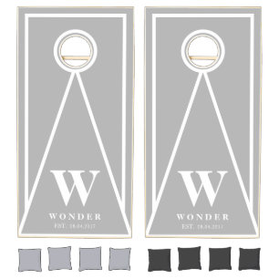 Triangle Gray Wedding Newly Wed Monogram Cornhole Set