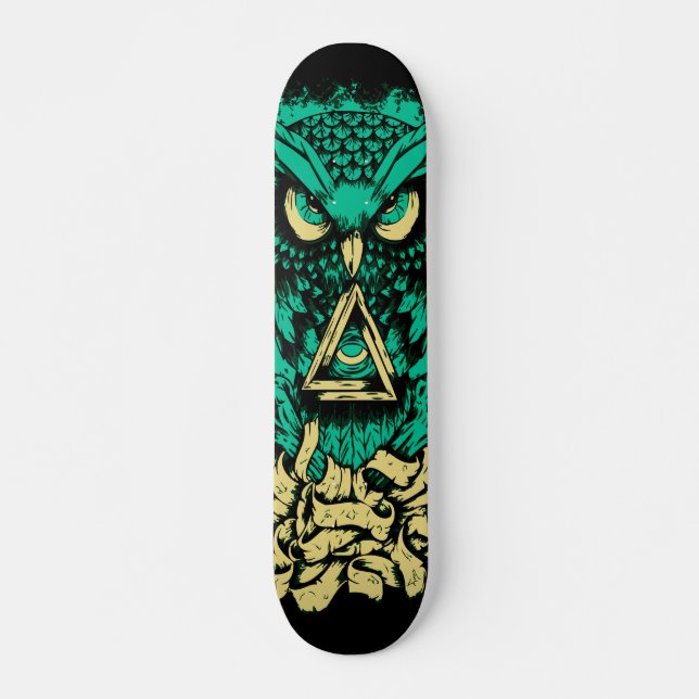 Triangle Green Owl Skate Skateboard Deck (Front)