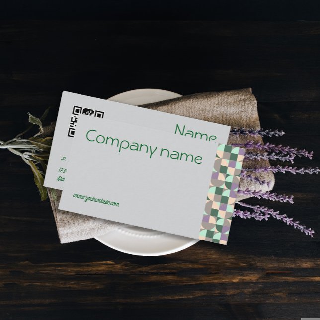 Triangle green turquoise  gray QR Business Card (Creator Uploaded)