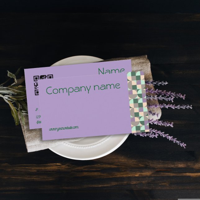 Triangle green turquoise lavender QR Business Card (Triangle green turquoise lavender QR Business Card.)