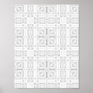 Triangle Grid Coloring Page Abstract Pattern Art Poster
