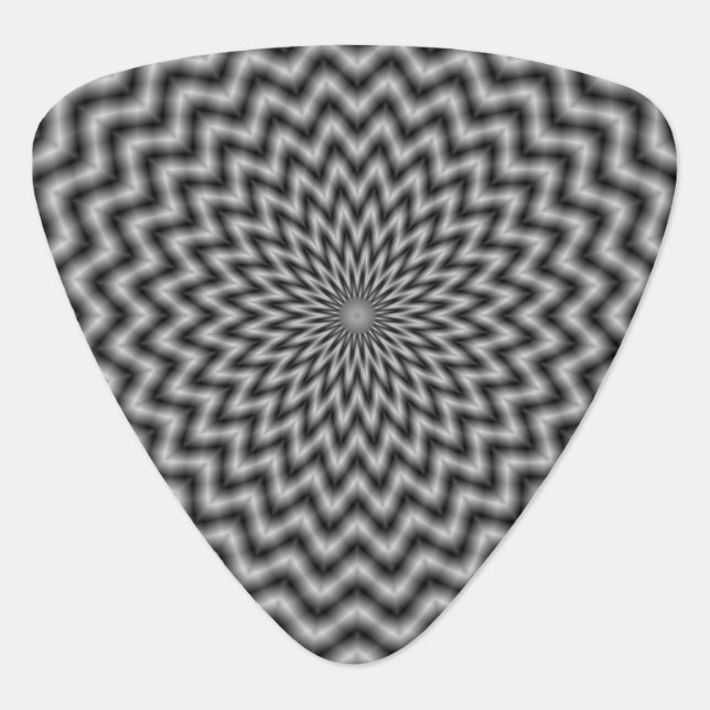 Triangle Guitar Pick  Circular Wave in Monochrome (Front)
