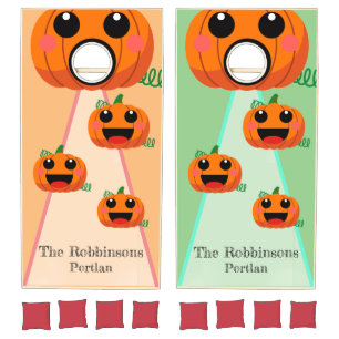 Triangle Halloween Pumpkin Family  Cornhole Set