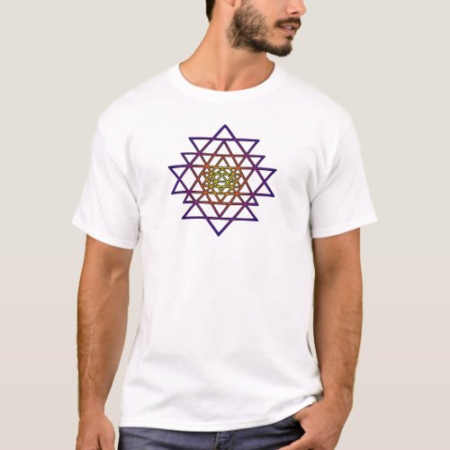 Triangle Mandala yellow purple Sri Yantra T_Shirt