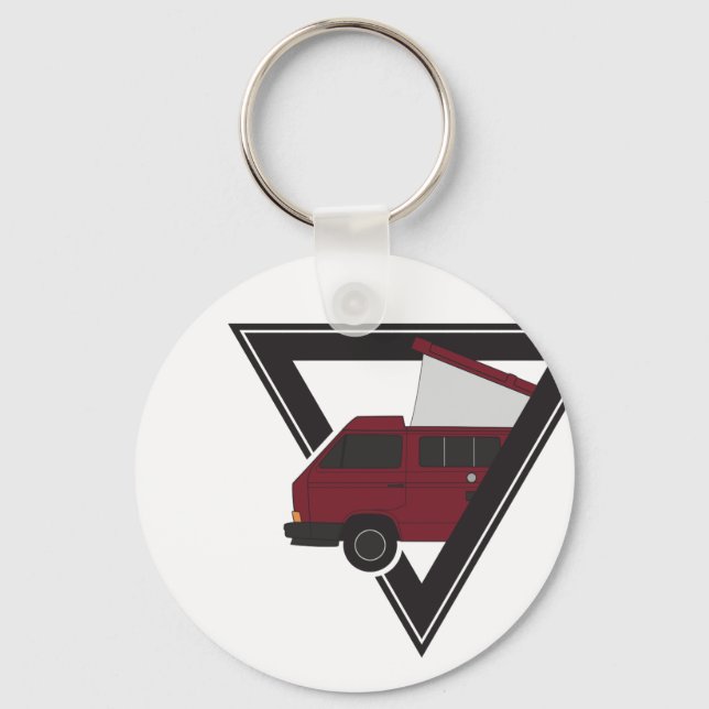 triangle maroon bus keychain (Front)