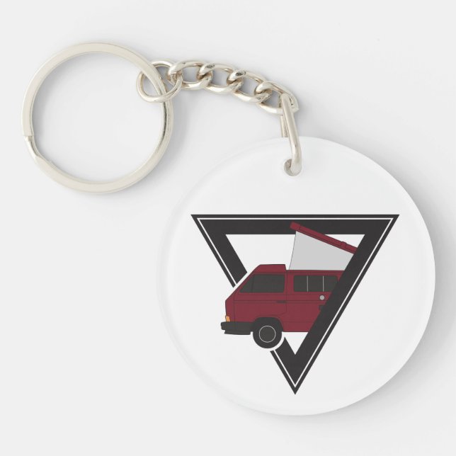 triangle maroon bus keychain (Front)