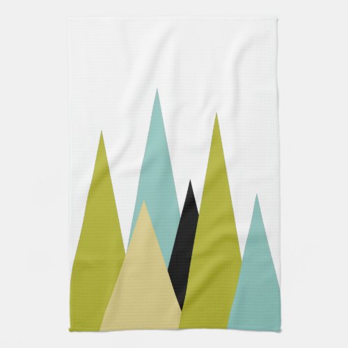 Triangle Mountains Of Green Turquoise Yellow Black Kitchen Towel