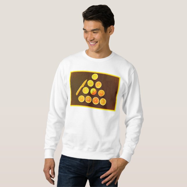 "Triangle of Half Oranges" Cute Photo. Buy Now Sweatshirt (Front Full)