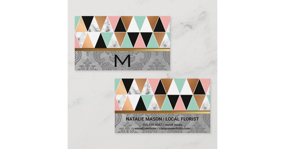 Triangle Pattern | Damask Background Business Card | Zazzle