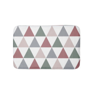Triangle Pattern Dusty Rose Sage Green Gray Bath Mat