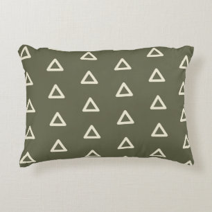 Triangle Pattern in Moss Green & Cream Geometric Accent Pillow