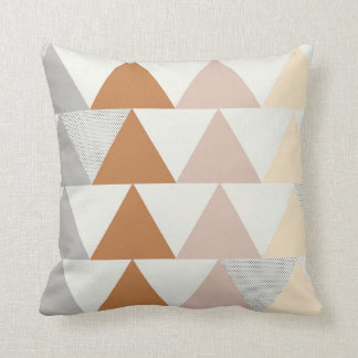 Triangle Pattern in Neutral Gray Rust Pink Throw Pillow