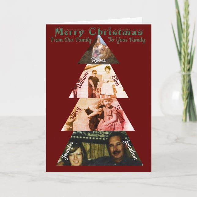Triangle Photo Christmas Tree Folded Greeting Card (Front)