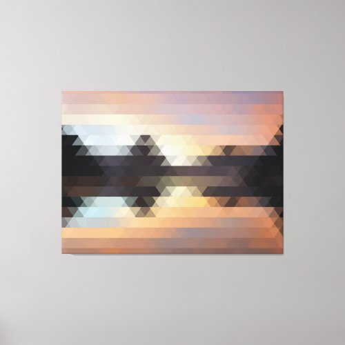 Triangle Pixelated Jagged Sunset Landscape Quad Canvas Print