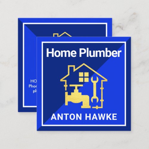 Triangle Plumbing Blue Box Frame Square Business Card