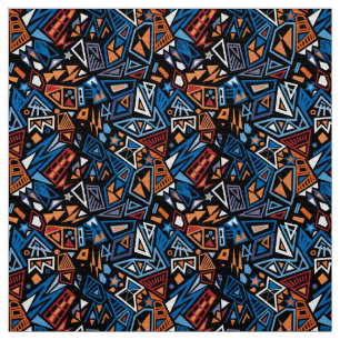 Triangle pop art cool bright black blue pattern fabric
