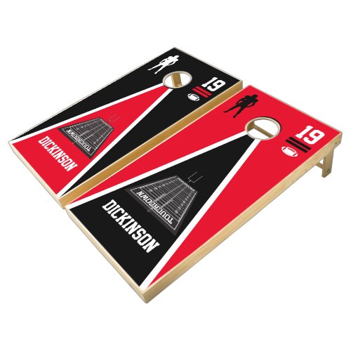 Triangle Red  Black Football Design Cornhole Set