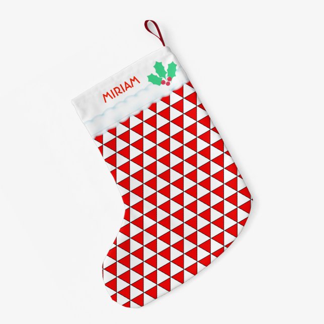 Triangle Shape Pattern Small Christmas Stocking (Back (Hanging))