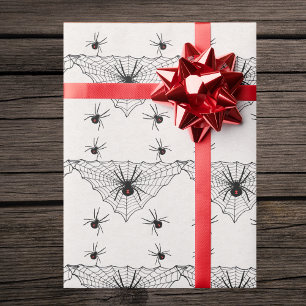 Triangle Shaped black Spider Web With Black Widows Wrapping Paper