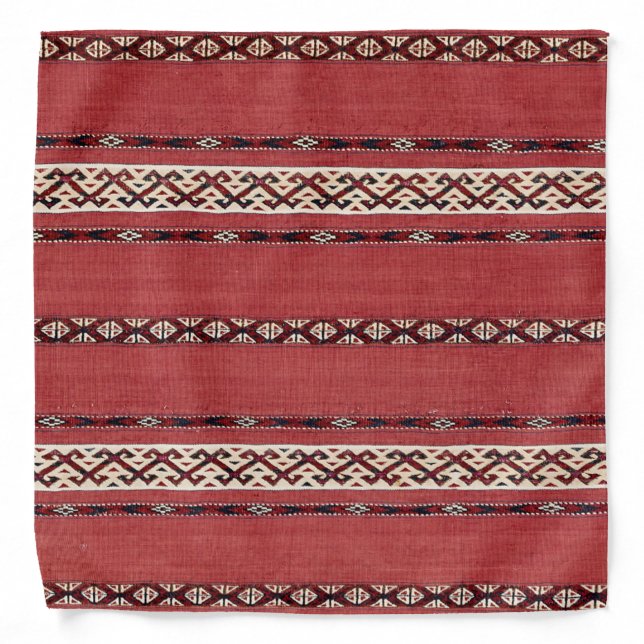 Triangle Stripe Kilim II Red Black White  Bandana (Front)
