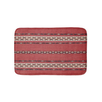 Triangle Stripe Kilim II Red Black White Bath Mat