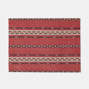 Triangle Stripe Kilim II Red Black White Doormat