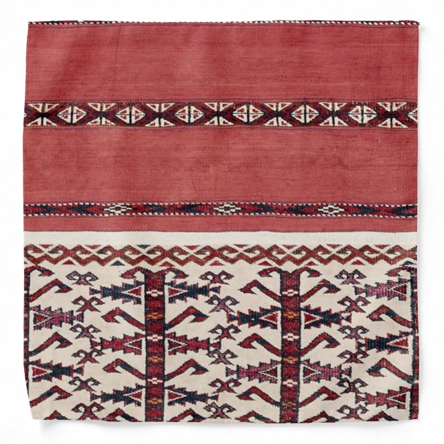 Triangle Stripe Kilim III Red Black White  Bandana (Front)