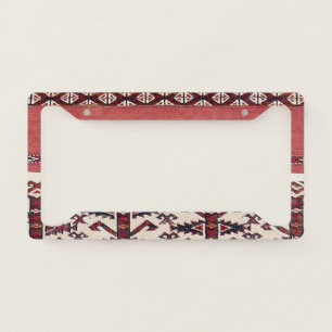 Triangle Stripe Kilim III Red Black White  License Plate Frame
