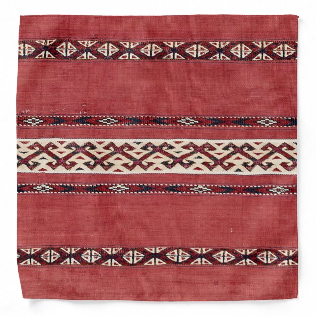 Triangle Stripe Kilim IV Red Black White  Bandana (Front)