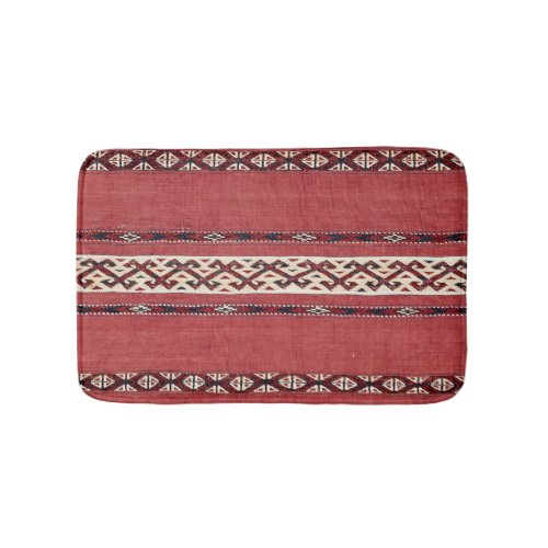 Triangle Stripe Kilim IV Red Black White  Bath Mat