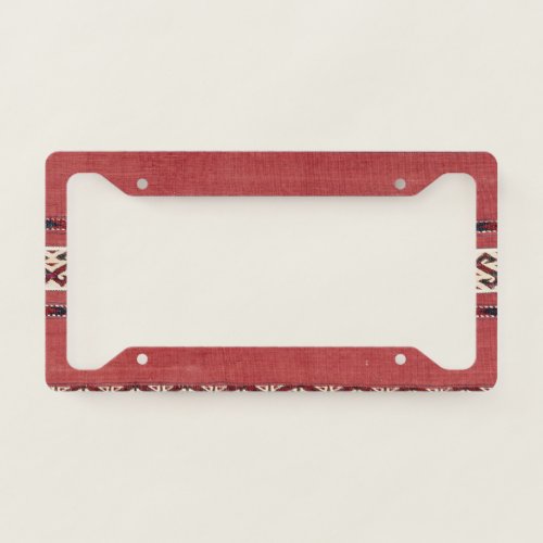 Triangle Stripe Kilim IV Red Black White  License Plate Frame