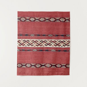 Triangle Stripe Kilim IV Red Black White  Tapestry