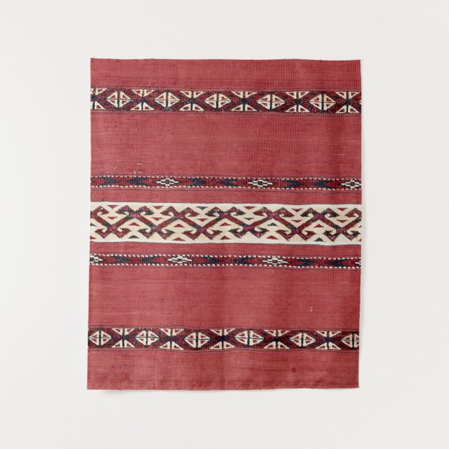 Triangle Stripe Kilim IV Red Black White  Tapestry (Front)