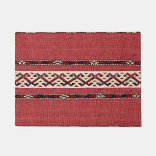 Triangle Stripe Kilim Red Black White Doormat