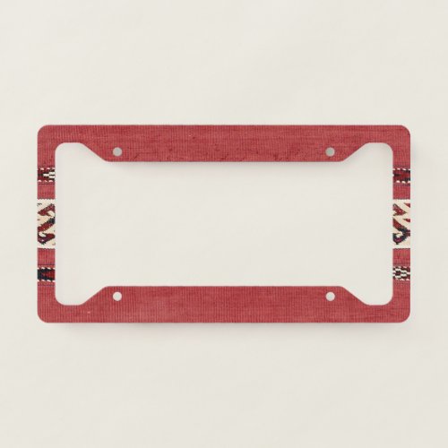 Triangle Stripe Kilim Red Black White  License Plate Frame