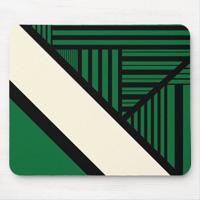 Triangle Stripes - Green, Cream and Black Mouse Pad (Front)
