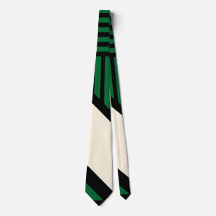 Triangle Stripes - Green, Cream and Black Neck Tie