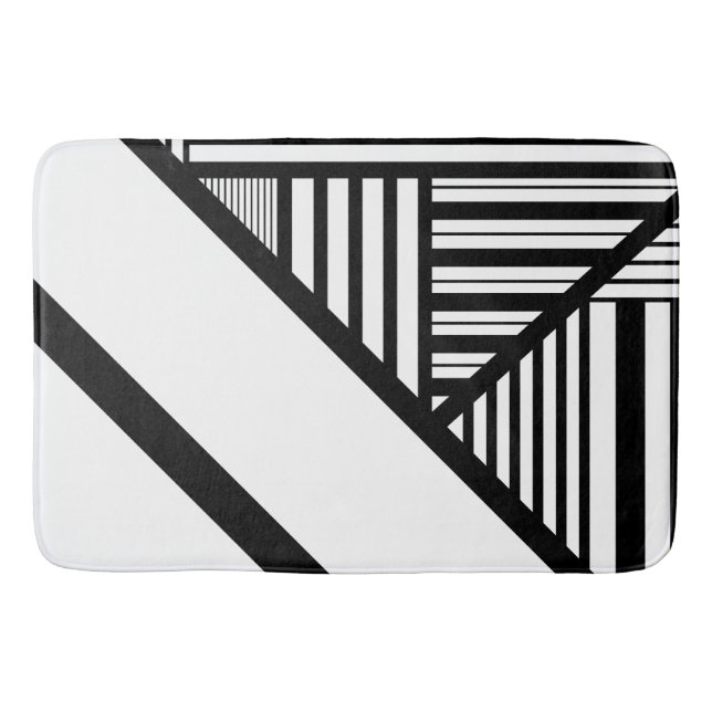 Triangle stripes in Black and White Bath Mat (Front)