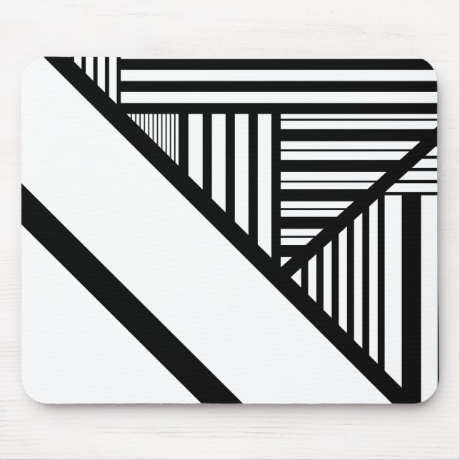 Triangle stripes in Black and White Mouse Pad (Front)