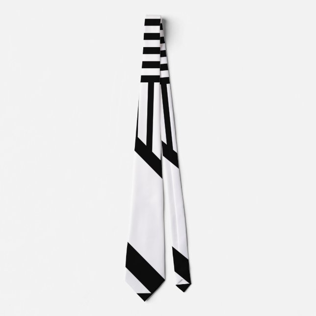 Triangle stripes in Black and White Neck Tie (Front)
