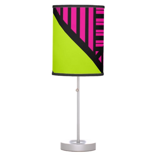 Triangle Stripes in Lime Green Hot Pink and Black Table Lamp