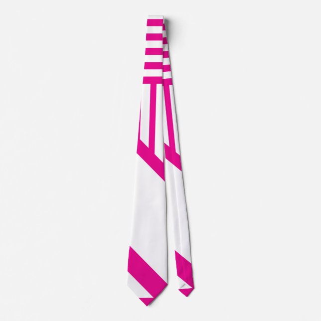 Triangle Stripes in Magenta and White Neck Tie (Front)