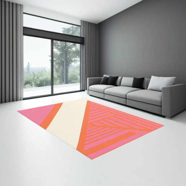 Triangle Stripes in Pink, Orange and Cream Rug (Insitu (Indoor 3))